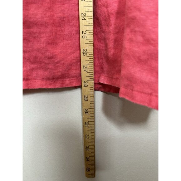 JM Collection Women’s Top Pink Beaded V Neck 100% Linen Plus Size 18W - Picture 8 of 9